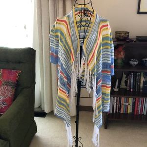 Ruby Rd. Rainbow/Multi-Color Fringe Cardigan